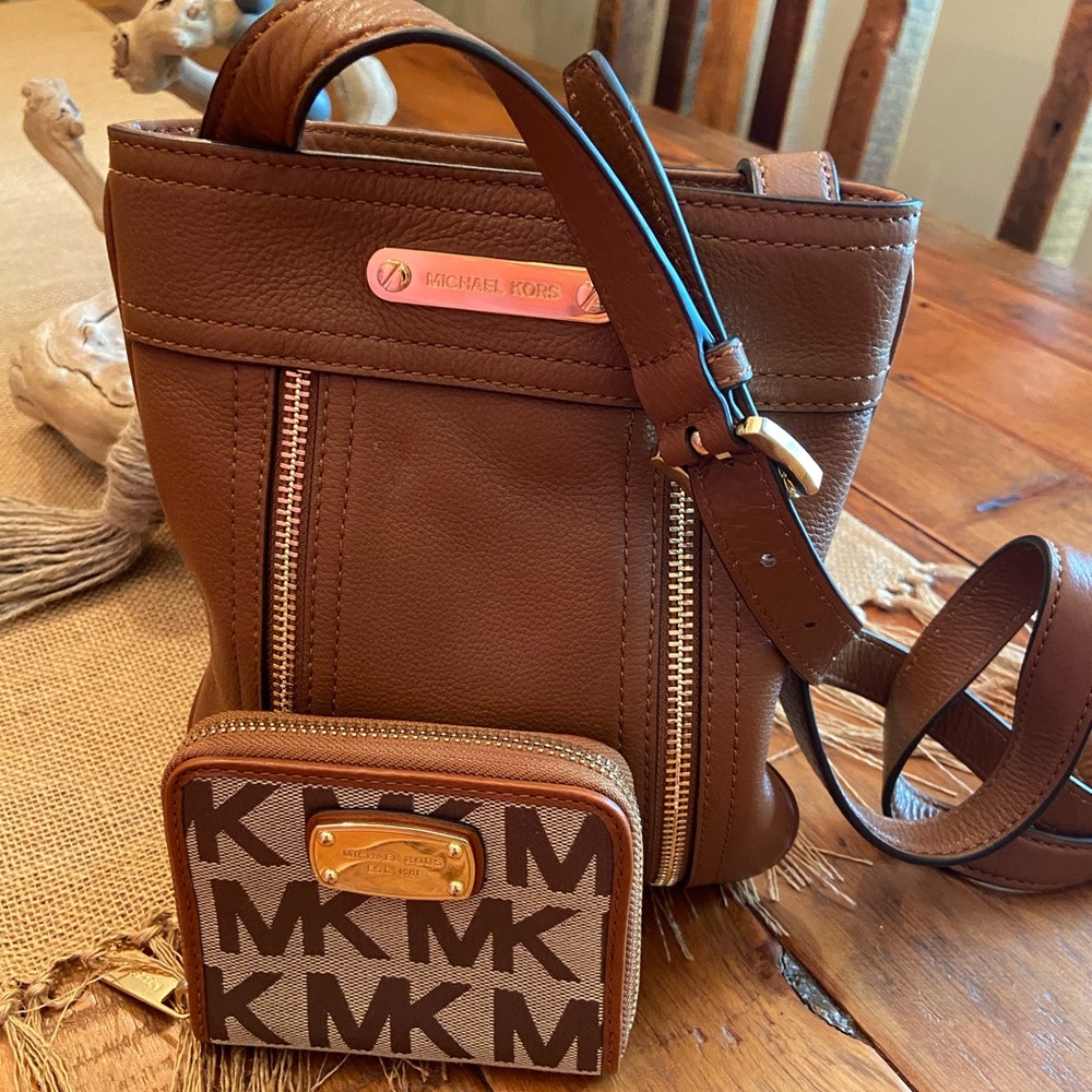 Michael Kors Leather Crossbody Bag AND Wallet